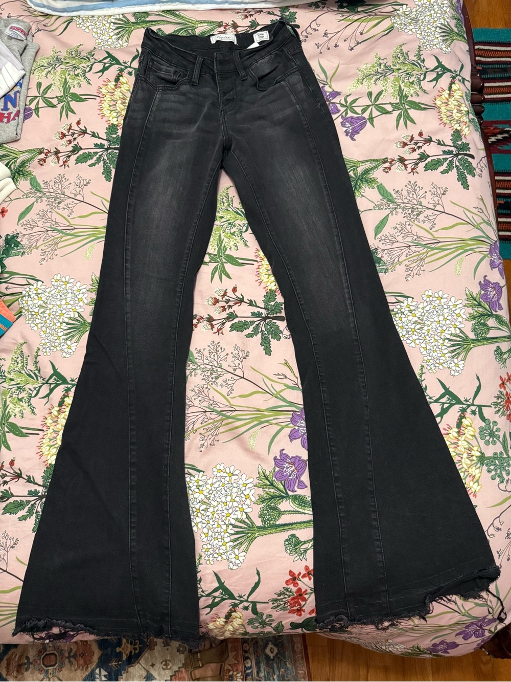 KanCan Kirby Mid-Rise Black Flare Jeans - Stretch Denim